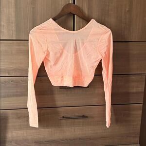 NWT Under Armour Project Rock Sheer Mesh Women's Long Sleeve top Peach Horizon